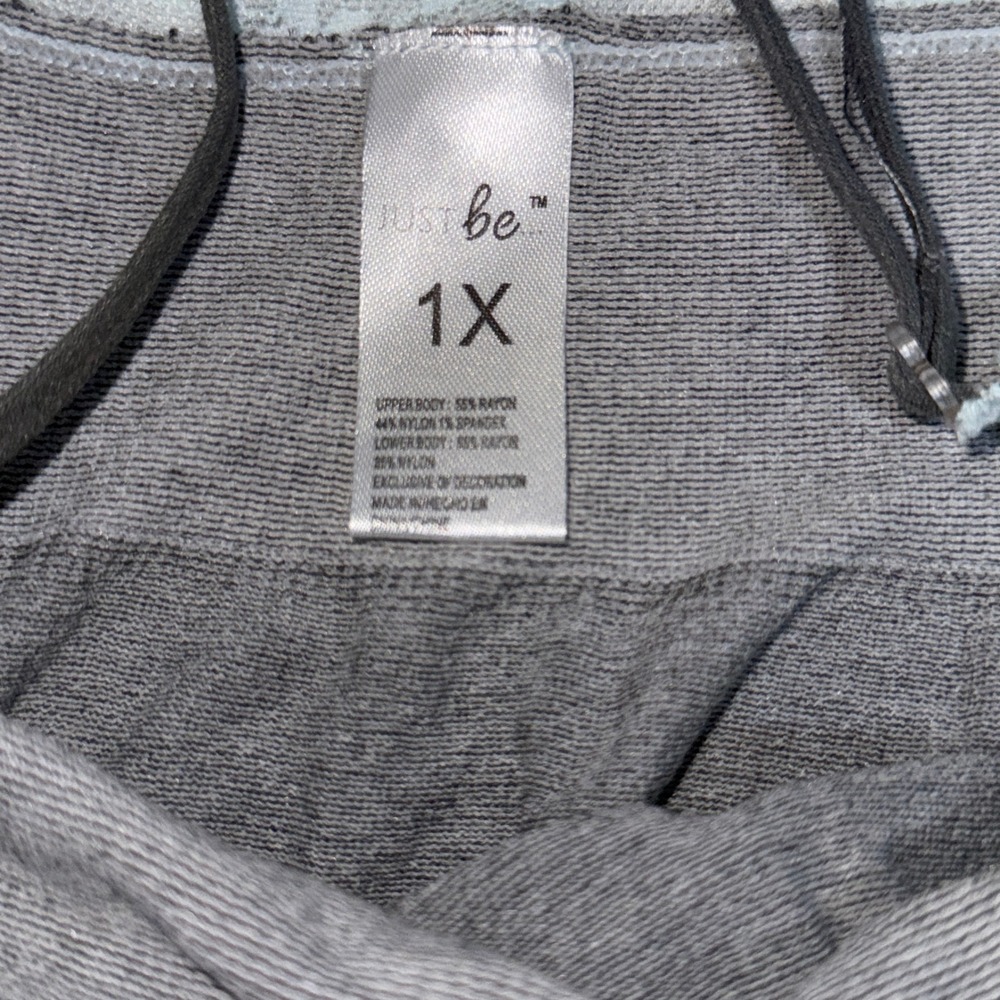 Just Be Women's 1X Gray Knit Lace Trim Sleeveless Nightgown Sleep Dress NWT - Picture 3 of 4